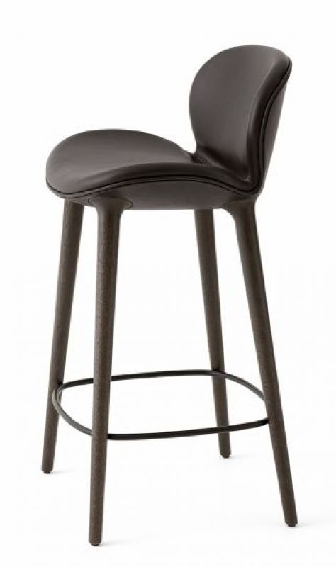 Lodge Tresenhocker mit dunklem Eichengestell und dunkelbraunem Ledersitz, Barhocker für Küche oder Bar.